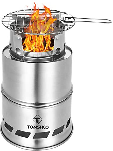 TOMSHOO Camping Stove, Portable Folding Windproof Wood Burning Stove Compact Stainless Steel Alcohol Stove Outdoor Camping Hiking Backpacking Picnic BBQ
