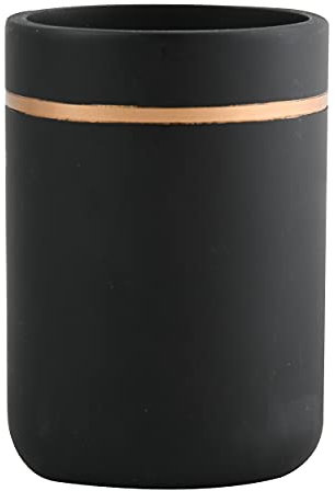 Spirella, Porte-Brosse à Dents en céramique élégante et Moderne, Design Noir et doré Mat, Parfait pour Une Salle de Bain stylée, Dimensions 7 x 11,5 cm