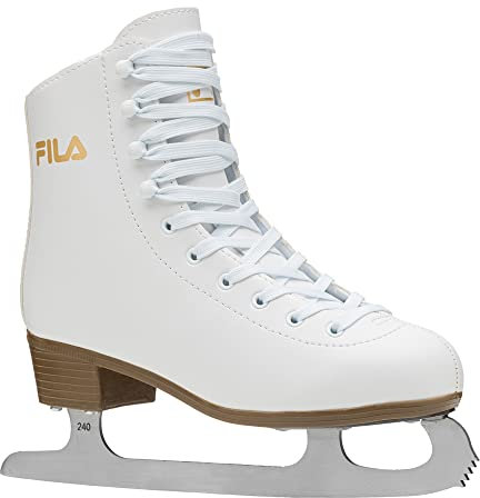 FILA Damen Schlittschuhe Eve Classic, Eislaufschuhe Größe 36, Kunstlaufschuhe mit Edelstahlkufen, weiß