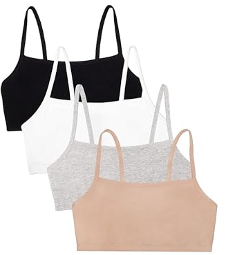 Fruit of The Loom Soutien-Gorge de Sport à Bretelles Spaghetti en Coton pour Femme, Sable/Blanc/Noir/Gris chiné, 100