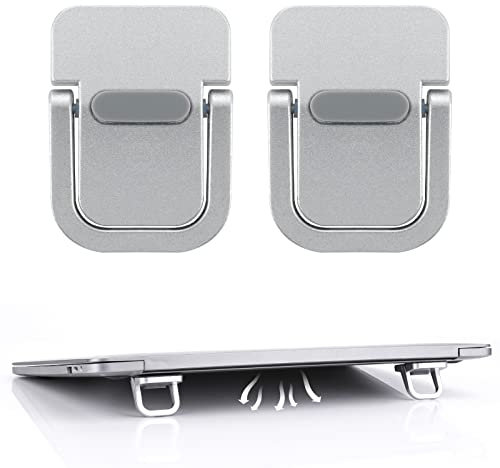 Bewudy 2PCS Supporto portatile per tastiera, Mini supporto per laptop autoadesivo Supporto invisibile per tastiera del computer per scrivania, piedini pieghevoli per laptop (argento)