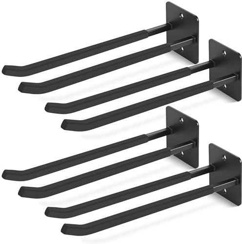 Heevir 14 Inches Extra Large Garage Hooks, 4Pcs Heavy Duty Garage Wall Mount Organizer, Tool Hanger Long Utility Storage Hooks for Hanging Tire, Chair, Ladder, Garden Tools, Strollers and More