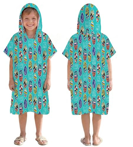 LOMTRATS Snabbtorkande surfponcho, badhandduk, morgonrock, huvtröja för vuxna män och kvinnor, för simning, strand, surfing, dykning, hem, varma källor och bad, Kid-M