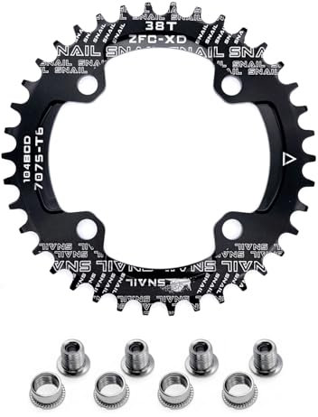 JZK 104 BCD schmal breit Kettenblatt 38T mit Bolzen 104BCD schmal breit Einzelkettenblatt für Mountainbike, Rennrad, MTB, BMX Bike