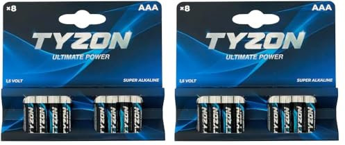 Tyzon Lot de 16 Piles alcalines AAA - Piles jetables durables pour appareils ménagers