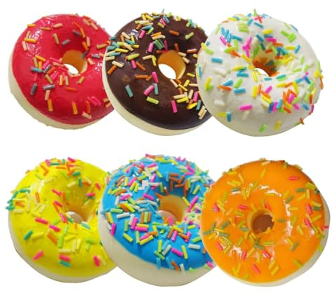 LATRAT Lot de 6 beignets artificiels réalistes, modèle de faux beignets artificiels, jouets de gâteau, accessoires de photographie, décoration de la maison