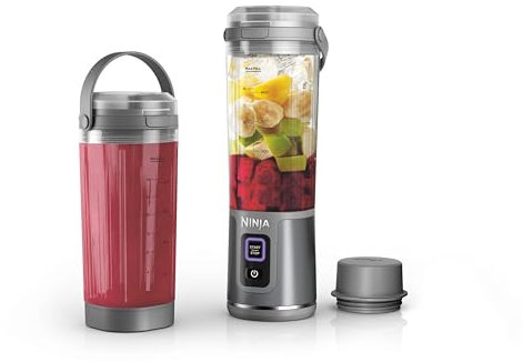 Ninja Blast Portable Blender & Accessories, Cordless, 18oz. Vessel, Personal Blender for Shakes & Smoothies, Leakproof Lid & Sip Spout, USB-C Cord, Dishwasher Safe Parts, BPA Free, Grey, CL155AGY