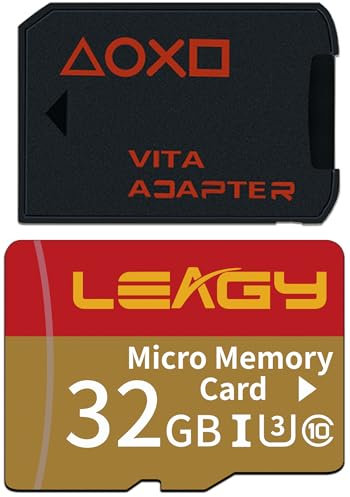 LEAGY SD2Vita V3.0 PSVita Game Card with 32GB Micro SD Card, High Speed microSDHC UHS-I Flash Memory Card with PSV Micro SD Card Adapter for PS Vita 1000 2000 3.60 System