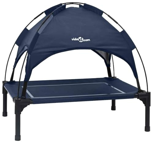 vidaXL Hundebett Marineblau 71 x 64 x 71 cm Stahl, Garten und Terrasse, modernes Hunde-Bett, leicht, schmutzresistent, wetterfest, Portable Liege