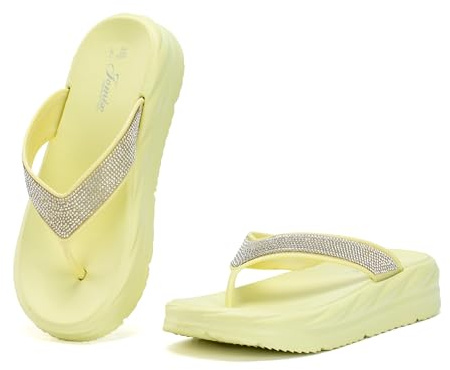 CLEIKS Ciabatte Donna Estate con Strass Plateau Alto Rialzato Zoccoli Pantofole Casa Antiscivolo Sandali Piatti da Esterno Mare Spiaggia WEI250508IT