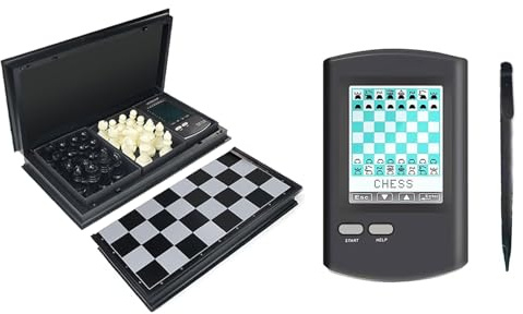 Touch Chess Computer Game, 8 In 1 Handheld Electronic Chess Board with Chessboard and Pieces, Stylus Large Lcd Display, for Adults, Kids, and Beginners Learn and Travel