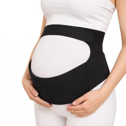 Ceinture Grossesse Femme Enceinte,Soutien Ventre Dos Lombaires (Noir, L) | Fine,Respirante et réglable,Avec sac,Soutien ventre/dos,Pour marche,Travail,Maison,Voyage et quotidien