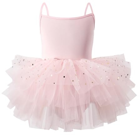 Générique Justaucorps Danse Fille avec Jupe Tutu Danse Classique Filles Brillante Vêtements Tenue de Ballet pour Enfants en Coton sans Manches