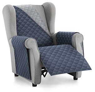 Textilhome Sofa Überzug MALU, Sofabezug 1-Sitzer (110 cm), Couch Überzug Gepolstert & Wende, Sofaschoner SofaÜberwurf Schutzdecke, Universell, Haustierfreundlich, Farbe Blau