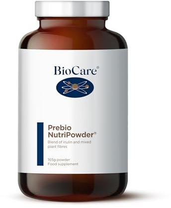 BioCare Prebio NutriPowder - Prebiotic Supplement - Inulin, Mixed Plant Fibre and Pectins Blend for Normal Blood Cholesterol Levels - 165g