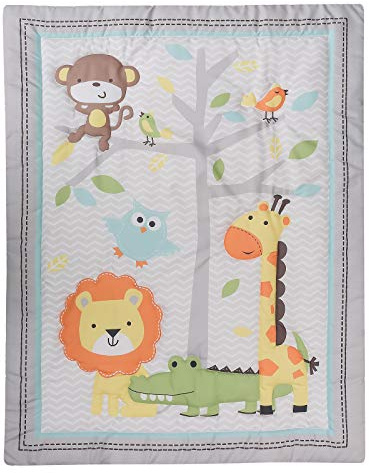 HMtideby Animal Themed Baby Toddler Blanket Quilt Cot Comforter Crib Baby Quilts for Boys and Girls Nursery Bed Throw Blanket 84x107cm, Lion, Monkey, Giraffe, Suitable for All Season