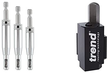 Trend QR/DBG/Set Quick Release 3 Piece Drill Bit Guide Set - 1/4 Hex Shank & C Corner Wood Chisel for Square Hinge and Lock Face Fitting, Black, 70mm