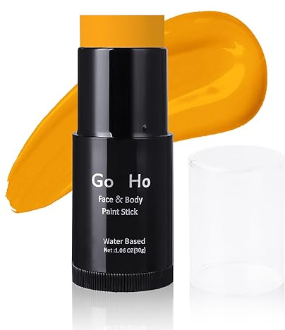 Go Ho Water Based Orange Face Paint Stick Washable (1.06 Oz),Cream Full-coverage Face Body Paint Makeup Stick for Theater Halloween SFX Cosplay World Book Day Costumes