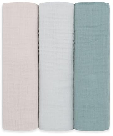 emma & noah Baby Spucktücher, 70x70 cm, Kuschelig Weich, 3er Sets, 100% Bio-Baumwolle, Langlebig & Extra Saugfähig, Unisex Design für Jungen und Mädchen (Essential Töne)