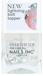 Nails Inc Over The Top Striking In Shoreditch Holographic Lightening Bold Topper, Confetti, Top Coat, Glossy, No Chip, Long Lasting, Quick Dry, Air Dry, Professional Manicure, Nail Polish, 14 ML