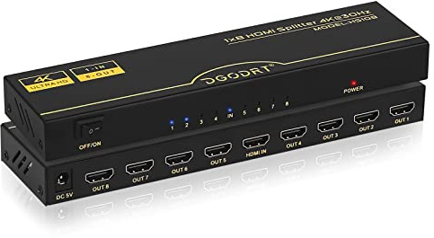 1x8 HDMI Splitter 1 in 8 Out 4K@30Hz - 8 Port Powered HDMI Splitter, 10.2Gbps - HDMI 1.4 Duplicator Multi Monitor Outputs for HDTV/Projector/PS4 - with EDID & HDCP