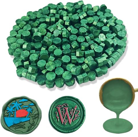 Ioggser 560 PCS Octagon Sealing Wax Beads for Wedding and Party Invitations (Pine Green)