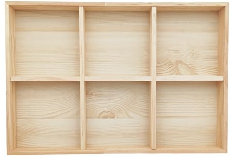 Anktily Caja divisora de almacenamiento de madera sin terminar, caja de exhibición con 6 compartimentos, organizador de calcetines, estuche de almacenamiento de ropa interior, bandeja de exhibición de