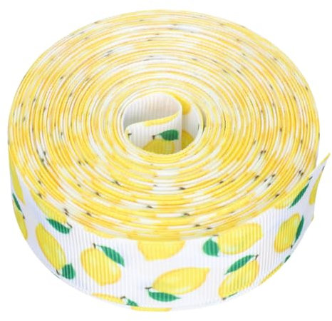 DIYEAH Zitronen Geschenkband Rolle – Polyester Schleifenband Zum Basteln, Dekoratives Verpackungsband FüR Feiertagsdekoration, PartyzubehöR Und Diy-Projekte