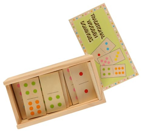 Laroal 28 bitar Domino Domino i trä med förvaringslåda Domino Set Utbildningsnummer Matchande Domino-spel