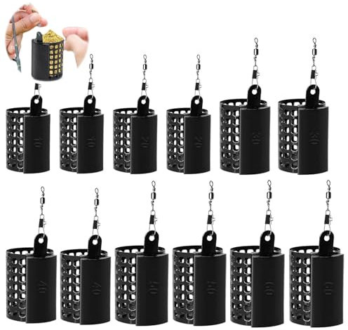 Jiavlyx 12 Piezas Sin Plom Cebador Pesca Jaula De Metal, 10/20/30/40/50/60g Cesto para Cebos De Pesca, Jaula De Cebo De Pesca, Feeder para Pesca, para Jaula De Cebo De Pesca Adecuada