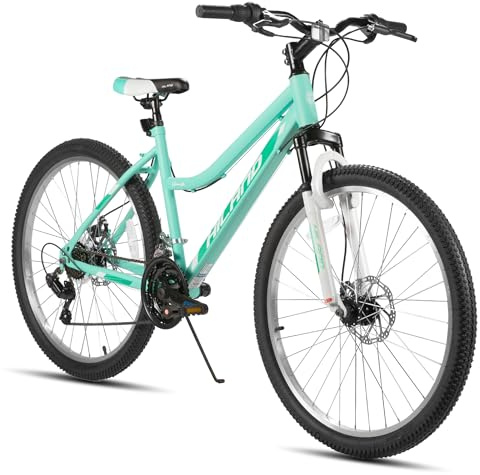 Hiland 26 Inch Women Mountain Bike, 18 Speed Bike for Women Lady, Adult Lady MTB with Dual Disc Brakes, Step-through Frame Mountain Bicycle, Mint Green