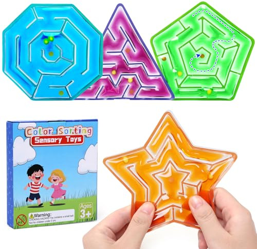 LEADSTAR 4 PCS Laberinto Juego Sensorial Juguetes Gel, Fidget Squishy Toy, Anti Estrés Autismo/TDAH Juguetes, Montessori Desarrollo Motricidad Fina, Niños 3 Años Viajes y Actividades Silenciosas