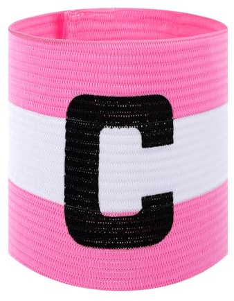 Xindojuz Captain Armbands for Soccer, Unisex Soccer Captain'C' Armband Youth & Adults, Adjustable Basketball Football Player Arm Bands Elastic Captain Arm Band Team Sports Accessories (Pink White)