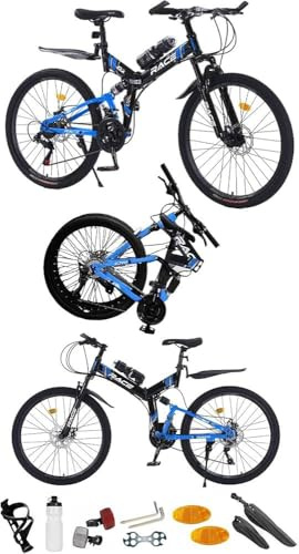 Rexhan 24, 26”, 27.5 Inch Mountain Bike, Foldable Adult & Teenager Bicycle, City Bike, Commuter Cycle, Unisex Men & Women MTB, Dual Suspension, Dual Disc Brake, 21 Speed,19 KG Lightweight, (27 Inch)