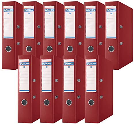 DONAU Lot de 10 Classeurs de bureau/Fins format A4 7,5 cm avec couverture en plastique PP/carton/Orange/Classeurs à anneaux en D