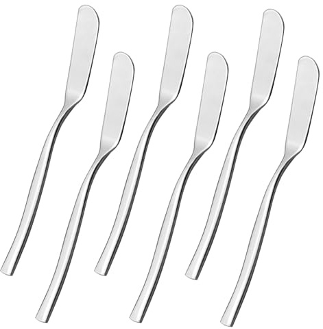 Ikando 6-Piece Butter Knife Stainless Steel Butter Spreader Knife for Cheese Cake Jam Dessert, T