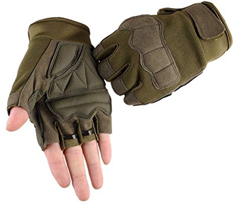 QIMANZI Guanti da uomo per allenamento tattico, da moto, da arrampicata, senza dita, per escursionismo, arrampicata, moto, bicicletta, ciclismo, lavoro e M