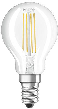 OSRAM STAR+ Dimmbare Filament LED Lampe mit E14 Sockel, Warmweiss (2700K), 4W, 3-stufig dimmbar per Klick, Tropfenform, Ersatz für 40W-Glühbirne, klar, LED THREE STEP DIM CLASSIC P, 4er-Pack
