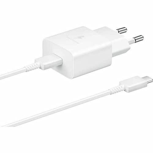 Samsung 15 Watt USB Type-C Schnellladeadapter, Ladegerät mit Datenkabel, Weiß