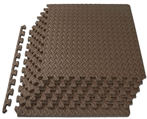 ProsourceFit Exercise Puzzle Mat ½-inch, EVA Interlocking Foam Floor Tiles for Home Gym, Workout Equipment, Kids Play Areas, Brown, 24 Sq Ft - 6 Tiles