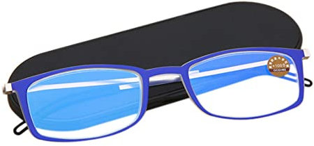 MAQBE Anti-blaues licht Lesebrille Qualität Leser Brille zum Lesen für Männer und Frauen Computer/Handy Blaues Licht blockiert Leser Brillengestell für Lesen Fall Enthalten(Blue,+1.50)
