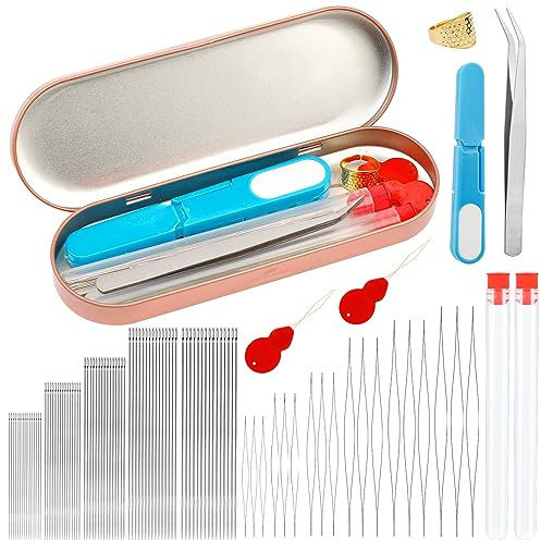 100 Stück Perlennadel, Perlennadeln Zum Auffädeln Von Perlen, 18 Stück Großen Augen Perlennadeln, 75 Langen Geraden Perlenfadennadeln Mit Aufbewahrungsbox Für Schmuck, Armband, Halskette