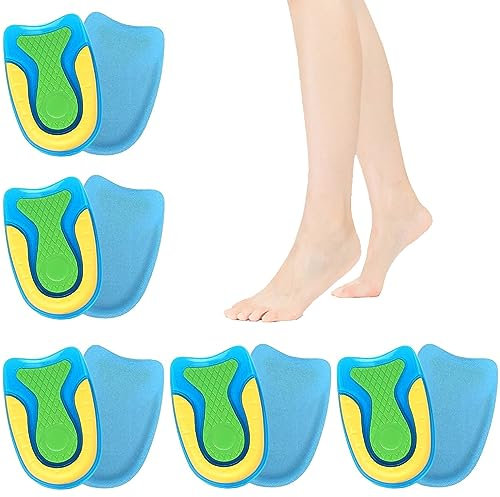 Exsbtay 5 pares Taloneras Fascitis Plantar, Taloneras Silicona, Taloneras para Zapatos, para el Talón para Apoyar, Reducir los Golpes y Aliviar el Dolor (L)