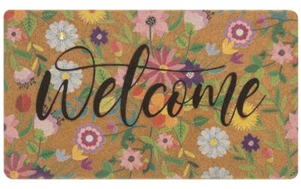 Spring Welcome Door-Mats Floral Coir Doormats - 30x17Non Slip Large Indoor Colorful Welcome Doormat for Entryway Outside Yard Home Decoration