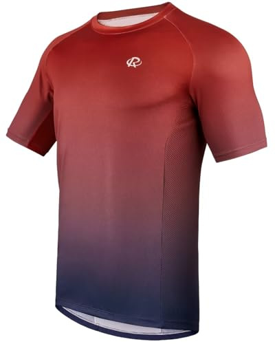 ROTTO Mens MTB Jersey Mountain Bike Cycling Shirt Short Sleeve for MTB BMX Downhill Moisture Wicking Quick Dry