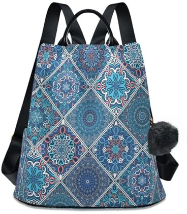 Ksajwzf Sac à dos ethnique bohème mandala pour femme, sac à dos antivol, sac à dos, sac à bandoulière, sac à dos indien pour dames, multicolore