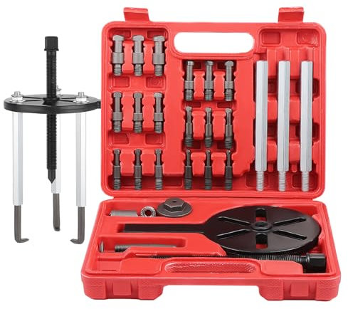 HSEAMALL 21 Pieces Bearing Puller Set, Inner Hole Bearing Puller,3 Jaw Bearing Removal Tool Bearing Disassembly Gear Puller with Curved Hook