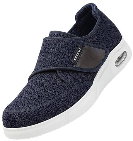 FußGewöLbe Sandalen,Verstellbare Gesundheitsschuhe Verbandschuhe bei geschwollene Füße Reha-Schuhe Ödeme Hausschuhe,Blue,44