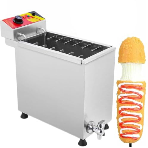 Macchina per Produrre Bastoncini di Hot Dog per Formaggio Commerciale,capacità 25 Litri Con 12 Ganc - Friggitrice per Corn Dog per Ristorante, Cucina Domestica, Snack Bar