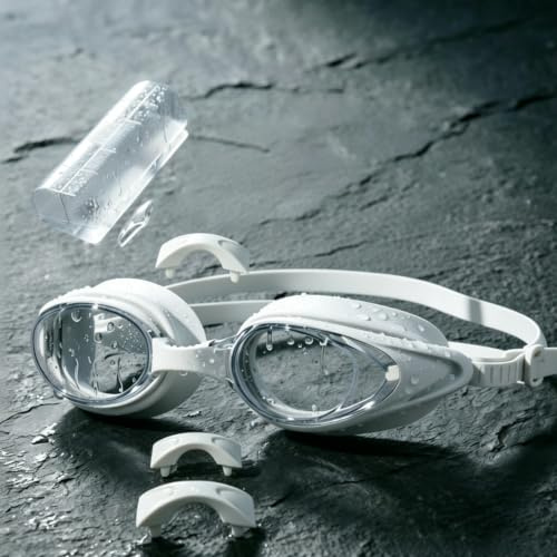 Yuziwi Lunettes de natation professionnelles anti-buée avec correction visuelle | Grand angle transparent | Lunettes de plongée imperméables pour homme et femme | -8.0 à 0.0